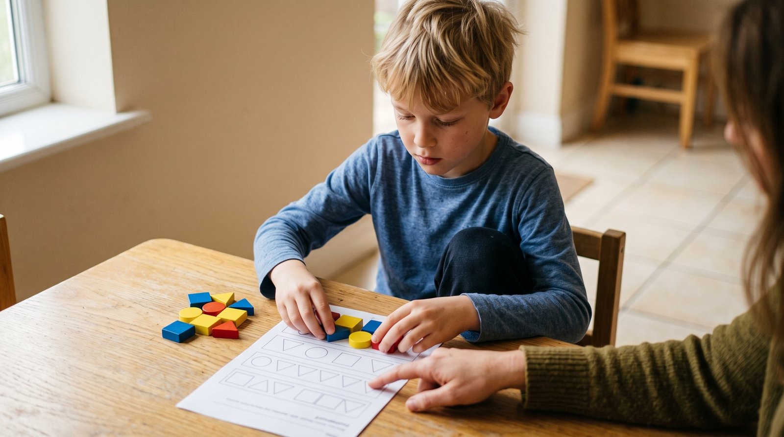 Child completing a pattern task during a child ADHD assessment in Dubai